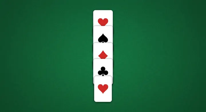 A tableau column built downward in alternating red and black cards in Canfield Solitaire